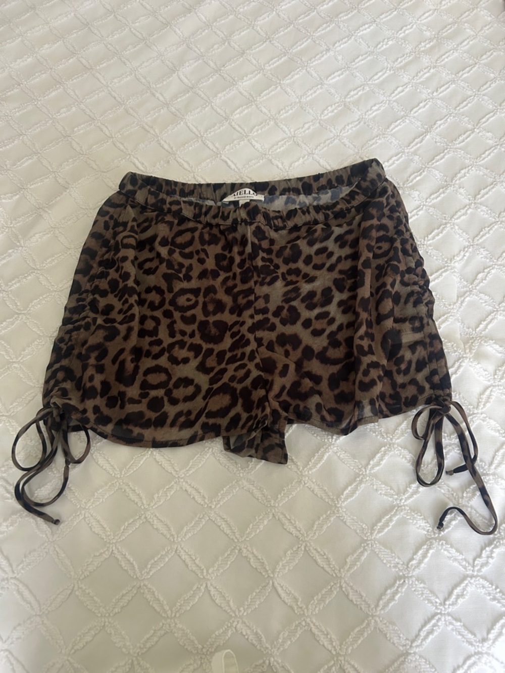 Leopard Print Drawstring Women’s cover up Shorts - Brown